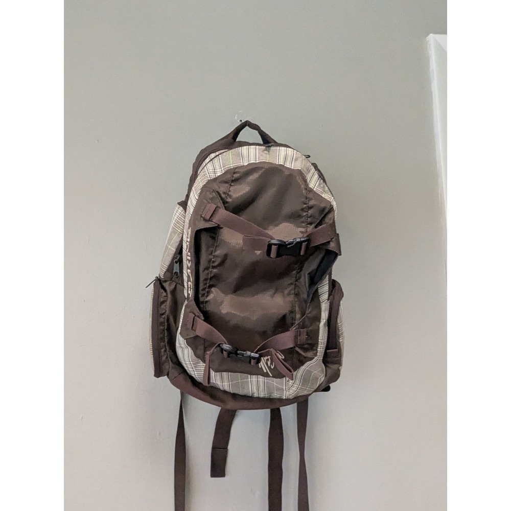 DAKINE Plaid Backpack Brown Green Laptop School Bag Y2K Skater Travel Pack